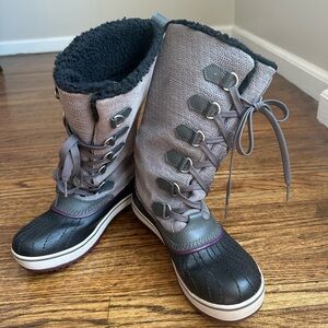 Women's Sorel Gray Waterproof Lace-Up Winter Boots